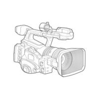 sketch of a video camera on a white backgroundra. video camera, vector sketch illustration for training tamplate