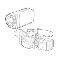 Set of sketch a video camera on a white backgroundra. video camera, vector sketch illustration for training tamplate.