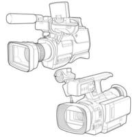 Set of sketch a video camera on a white backgroundra. video camera, vector sketch illustration for training tamplate.