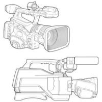 Set of sketch a video camera on a white backgroundra. video camera, vector sketch illustration for training tamplate.