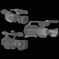 Set of video camera on a black background. video camera, vector illustration for training tamplate.