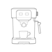 Coffee maker outline drawing vector, Coffee maker drawn in a sketch style, black line Coffee maker practice template outline, vector Illustration.