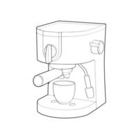 Coffee maker outline drawing vector, Coffee maker drawn in a sketch style, black line Coffee maker practice template outline, vector Illustration.