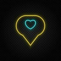 badge, like neon icon. Blue and yellow neon vector icon. Transparent background