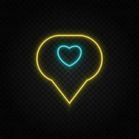 badge, like neon icon. Blue and yellow neon vector icon. Transparent background