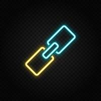 Link, url neon icon. Blue and yellow neon vector icon. Transparent background