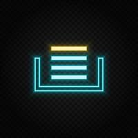 Clipboard, stack neon icon. Blue and yellow neon vector icon. Transparent background