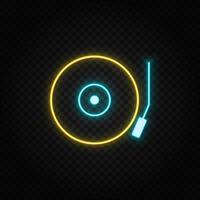 Audio, music neon icon. Blue and yellow neon vector icon. Transparent background