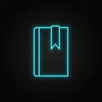 book, bookmark neon icon. Blue and yellow neon vector icon. Transparent background