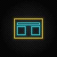 Website, web neon icon. Blue and yellow neon vector icon. Transparent background