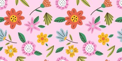 Hand drawn flowers pattern vector