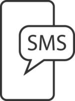 móvil, SMS línea icono. simple, moderno plano vector ilustración para móvil aplicación, sitio web o escritorio aplicación en gris antecedentes