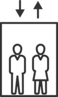 Down, elevator ,lift line icon. Simple, modern flat vector illustration for mobile app, website or desktop app on gray background