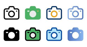 Camera icons in different style. Camera icons. Different style icons set. Vector illustration