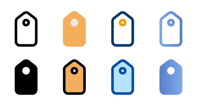 Tag icons in different style. Tag icons. Different style icons set. Vector illustration