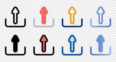 Upload icons in different style. Upload icons. Different style icons set. Vector illustration