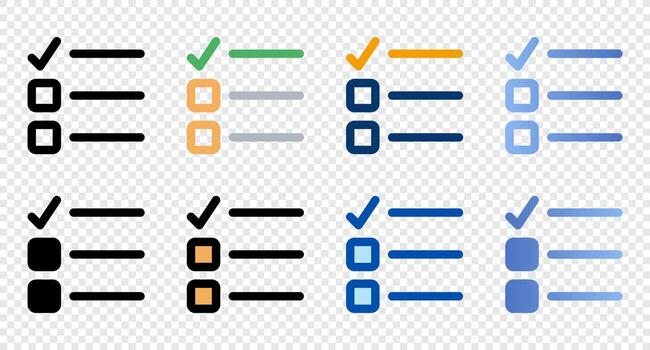 Checklist icons in different style. Checklist icons. Different style icons set. Vector illustration