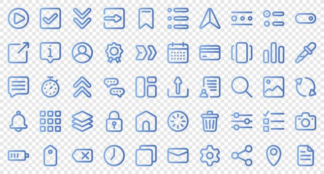 Basic user interface essential set. Gradient icon set. User interface symbols. Vector illustration