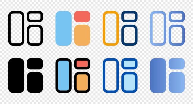 cuadrícula íconos en diferente estilo. cuadrícula iconos diferente estilo íconos colocar. vector ilustración