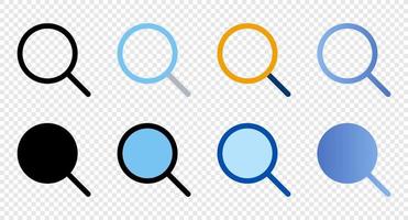 Search icons in different style. Search icons. Different style icons set. Vector illustration