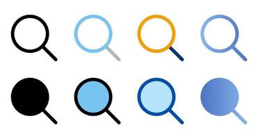 Search icons in different style. Search icons. Different style icons set. Vector illustration