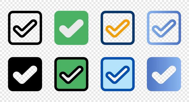 Checkbox icons in different style. Checkbox icons. Different style icons set. Vector illustration
