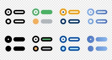 Radio button icons in different style. Radio button icons. Different style icons set. Vector illustration