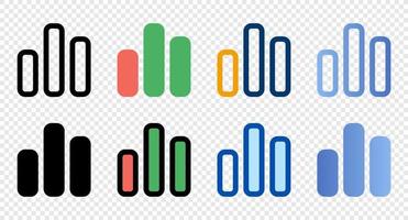 Bar chart icons in different style. Bar chart icons. Different style icons set. Vector illustration