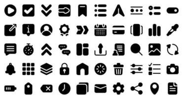 Basic user interface essential set. Solid icon set. User interface symbols. Vector illustration