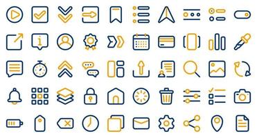 Basic user interface essential set. Colored outline icon set. User interface symbols. Vector illustration