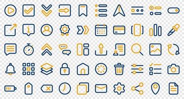 Basic user interface essential set. Colored outline icon set. User interface symbols. Vector illustration