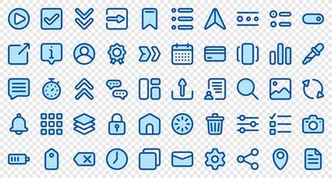 Basic user interface essential set. Blue icon set. User interface symbols. Vector illustration