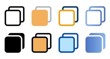 Copy icons in different style. Copy icons. Different style icons set. Vector illustration