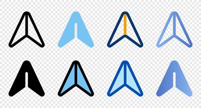 navegación íconos en diferente estilo. navegación iconos diferente estilo íconos colocar. vector ilustración