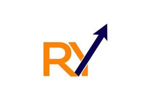 initial Ry with R raise up logo design icon template element stock vector