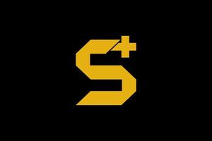 Initial S plus logo design icon template element stock vector