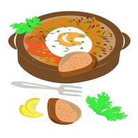 The national dish of Asia .A plate of ready-made food. Poster menu advertising restaurant. vector
