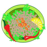 The national dish of Asia .A plate of ready-made food. Poster menu advertising restaurant. vector