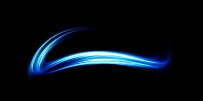 Abstract light lines of movement and speed in blue. Light everyday glowing effect. semicircular wave, light trail curve swirl vector
