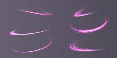 resumen ligero líneas de movimiento y velocidad en púrpura. ligero todos los días brillante efecto. semicircular ola, ligero sendero curva remolino vector