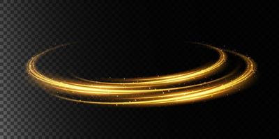 Luminous gold lines of speed. Light glowing effect. Abstract motion lines. Light trail wave, fire path trace line vector