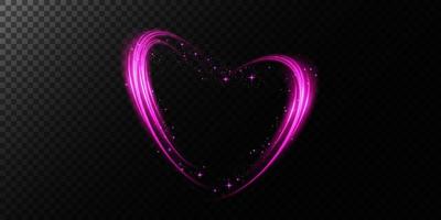 Abstract pink light lines of movement and speed in the shape of heart. Glow light effect. vector