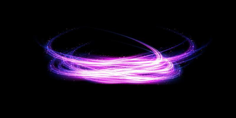 Abstract light lines of movement and speed with purple color glitters. Light everyday glowing effect. semicircular wave, light trail curve swirl