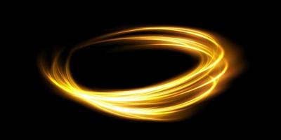 Abstract light lines of motion and speed in golden color. Light everyday glowing effect. semicircular wave, light trail curve swirl vector