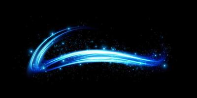 Abstract blue light lines of movement and speed in blue. Light everyday glowing effect. semicircular wave, light trail curve swirl vector