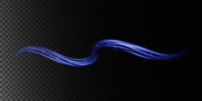 Abstract light lines of movement and speed in blue. Light everyday glowing effect. semicircular wave, light trail curve swirl vector