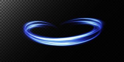 Abstract light lines of movement and speed in blue. Light everyday glowing effect. semicircular wave, light trail curve swirl, car headlights, incandescent optical fiber png. vector