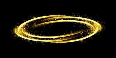 Abstract light lines of motion and speed in golden color. Light everyday glowing effect. semicircular wave, light trail curve swirl vector