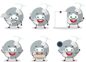 Cartoon character of compact disk with various chef emoticons vector