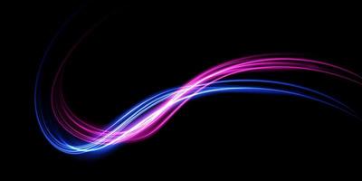 Mystical speed purple and blue stripes, glitter effect. The glow of cosmic rays. Neon lines of speed and fast wind. Glow effect, powerful energy. vector